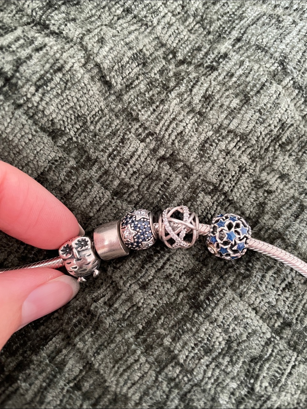 Pandora Silver Charm Bracelet with Blue Crystal Accent - Picture 2 of 3
